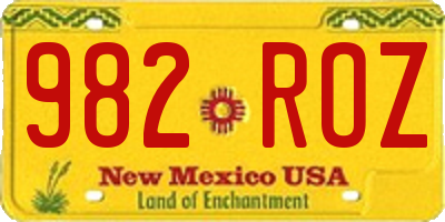 NM license plate 982ROZ