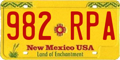 NM license plate 982RPA