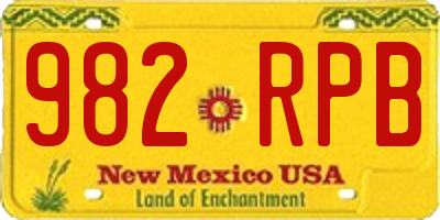 NM license plate 982RPB