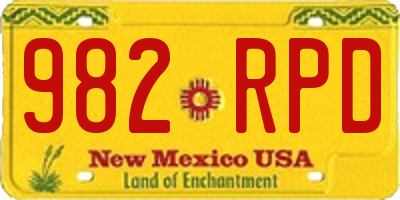 NM license plate 982RPD