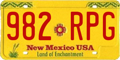 NM license plate 982RPG