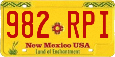 NM license plate 982RPI