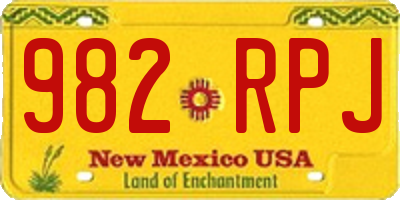 NM license plate 982RPJ
