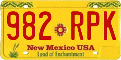NM license plate 982RPK