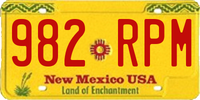 NM license plate 982RPM
