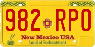 NM license plate 982RPO