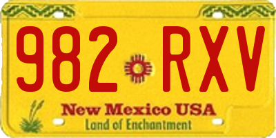 NM license plate 982RXV