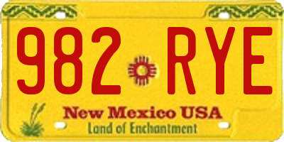 NM license plate 982RYE