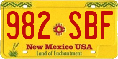 NM license plate 982SBF