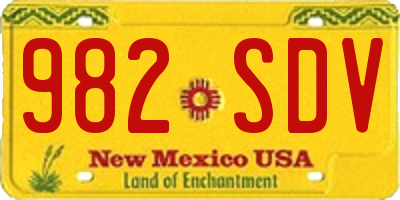 NM license plate 982SDV