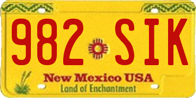 NM license plate 982SIK
