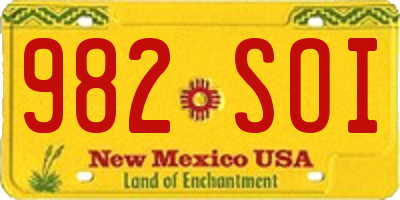 NM license plate 982SOI