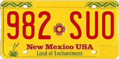 NM license plate 982SUO