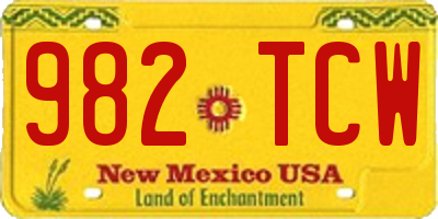 NM license plate 982TCW