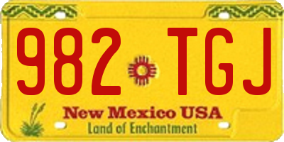 NM license plate 982TGJ