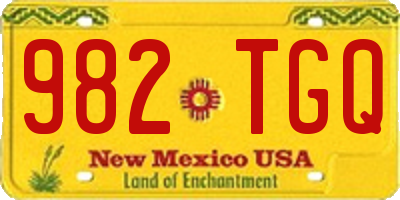 NM license plate 982TGQ