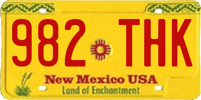 NM license plate 982THK