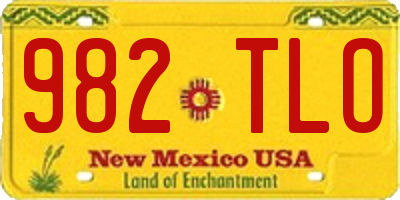NM license plate 982TLO
