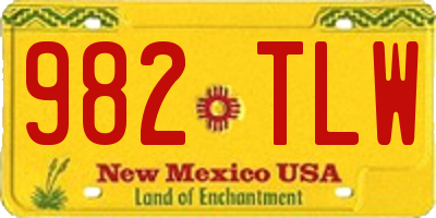 NM license plate 982TLW