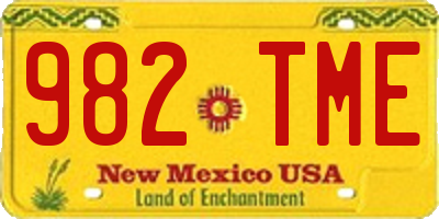 NM license plate 982TME
