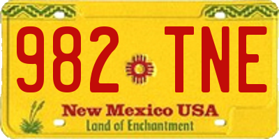 NM license plate 982TNE