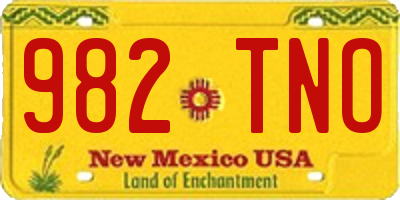 NM license plate 982TNO