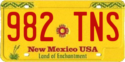 NM license plate 982TNS