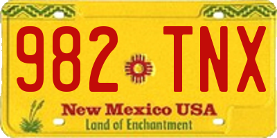 NM license plate 982TNX
