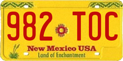 NM license plate 982TOC
