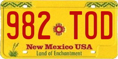 NM license plate 982TOD