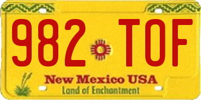 NM license plate 982TOF