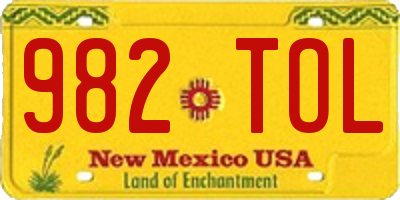 NM license plate 982TOL