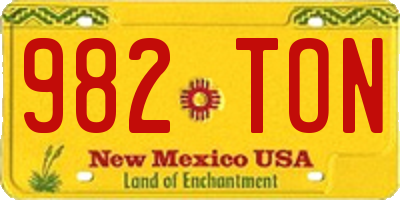 NM license plate 982TON