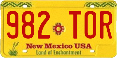 NM license plate 982TOR