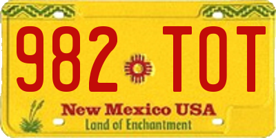 NM license plate 982TOT