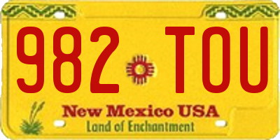 NM license plate 982TOU