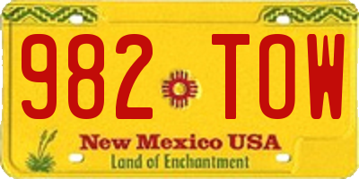 NM license plate 982TOW