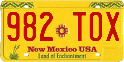 NM license plate 982TOX