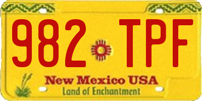 NM license plate 982TPF