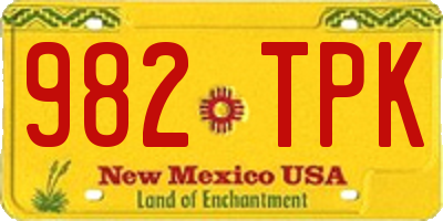 NM license plate 982TPK