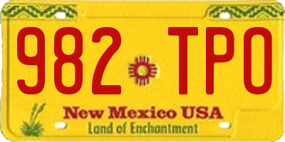 NM license plate 982TPO