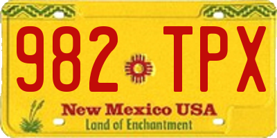 NM license plate 982TPX