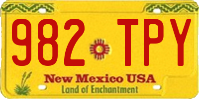 NM license plate 982TPY