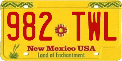NM license plate 982TWL