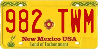 NM license plate 982TWM