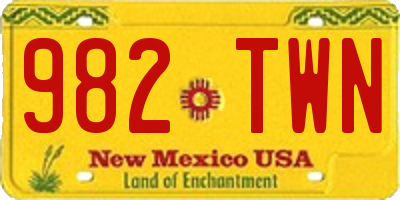 NM license plate 982TWN