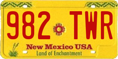 NM license plate 982TWR
