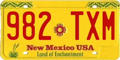 NM license plate 982TXM