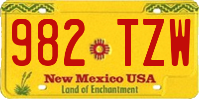 NM license plate 982TZW