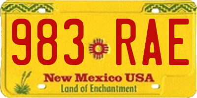 NM license plate 983RAE